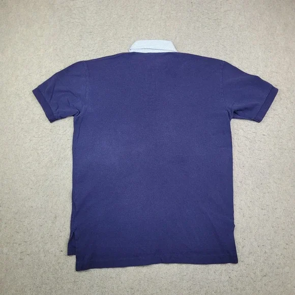 Vintage Polo Ralph Lauren Polo Shirt Mens S Blue Seersucker Collar Preppy - Picture 5 of 8